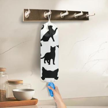 Imagem de Suporte de saco de plástico para gatos, suporte de sacola de compras, presentes para amantes de gatos, suportes de plástico para compras, organizador de sacos de lixo de parede para carro do dia dos