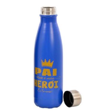 Imagem de Garrafa Squeeze ul Inox 700Ml Frases Pai Herói - Wincy