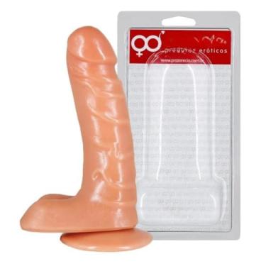 Imagem de Prótese Com Escroto E Ventosa Maciça 16,5 X 3,6Cm Pênis Maciço Prótese para Penetração R6BSVBG