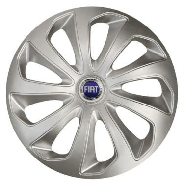 Imagem de Calota esportiva aro 15 velox silver + emblema de alumínio fiat azul -