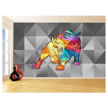 Imagem de Papel De Parede 3D Animais Pop Art Touro Bull 3,5M Pxa207 - Você Decor