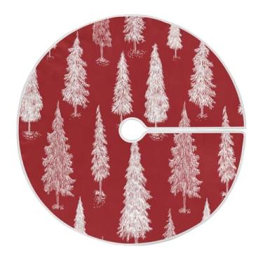 Imagem de Blueangle Saia para árvore de Natal vermelha e branca de 90 cm - poliéster macio e resistente a rugas, decoração de férias para festas de Natal, árvore festiva e decoração de casa (750)