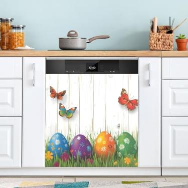 Imagem de ATTX Capa magnética colorida de ovos de páscoa para lava-louças, 58,4 cm C x 66 cm A, decoração da capa da máquina de lavar louça, decalques de armário doméstico e eletrodomésticos adesivos #5