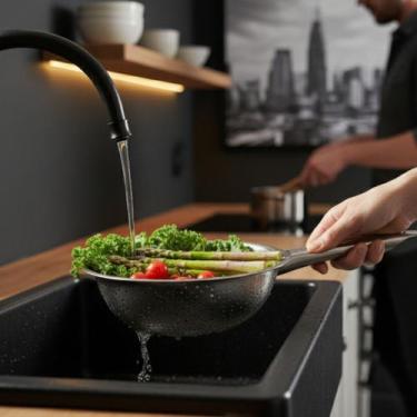 Imagem de Escorredor Multiuso Inox 22cm Cozinha Com Alça Prático - KeHome