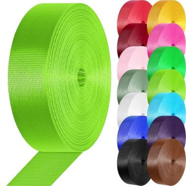 Imagem de Correias de nylon correias de nylon de 2,5 cm 3,8 cm, 3,3 10, 25, 50 jardas, cintas para bolsas/cadeira de gramado/escalada ao ar livre artesanato DIY reparo de equipamentos (verde fluorescente, 3,8
