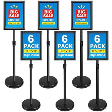 Imagem de VAIIGO Pacote com 6 suportes de sinalização – Suporte ajustável de 21 x 28 cm para exibição, suporte de pôster de pedestal para visualização vertical e horizontal, uso interno e externo para negócios