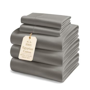 Imagem de LANE LINEN Lençóis King divididos 100% algodão egípcio para camas ajustáveis - 1000 fios, tecido de cetim macio e confortável, naturalmente refrescante, respirável, com certificado Oeko Tex - carvão