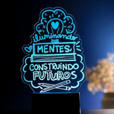 Imagem de PopLumos - Luminária led 3d/ abajur de mesa - "iluminando mentes", dia dos professores