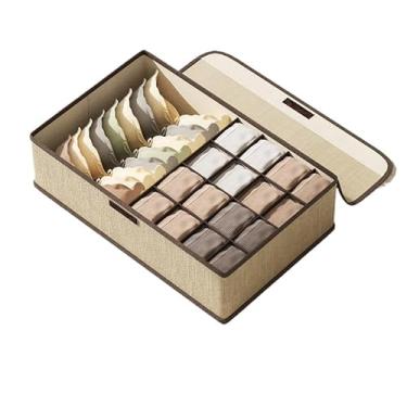 Imagem de Divisórias de organizador de armazenamento à prova de poeira com tampa de poeira para roupa interior/meias/calcinha multiuso(1,BEGE)