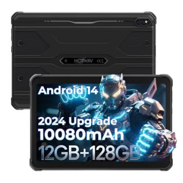 Imagem de HOTWAV R8 Tablet robusto Android 14, tablet HD + impermeável de 10,1 polegadas, 10800mAh, 12 GB + 128 GB/1 TB TF, 13 MP + 5 MP, câmera externa, Octa-Core/4G Dual SIM/5G WiFi/IP68 e IP69K/Face ID/GPS