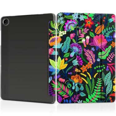 Imagem de MEEgoodo Capa para Samsung Galaxy Tab A9 Plus 27.9 cm 2023 (compatível com o modelo SM-X210/X216/X218), capas para tablet A9+ com textura de seda e capa traseira transparente para PC, flores