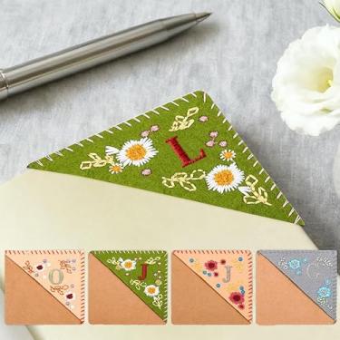 Imagem de 1 marcador de página de tecido, marcador de página bordado, costura decorativa para escritório, estudo, material escolar, acessórios, verão, letra G