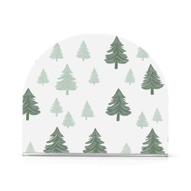 Imagem de Wassud Porta-guardanapos de acrílico verde para árvores de Natal, dispensador de guardanapos de papel moderno em forma de U para mesa, cozinha, sala de jantar, bancada 1 peça (comporta 50-60