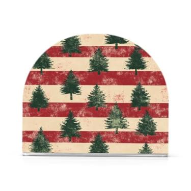 Imagem de Qilmy Lindo porta-guardanapos de árvore de Natal para mesas, porta-guardanapos de papel de placa acrílica elegante, dispensador de papel de seda independente moderno para jantar, sala de estar