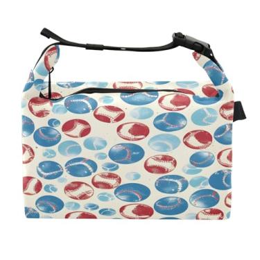 Imagem de Lancheira para mulheres, homens, lancheira isolada, reutilizável, lancheira para escritório, piquenique, atividades ao ar livre, fundo de bolas de beisebol