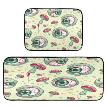 Imagem de STAYTOP Tapetes de cozinha com olhos engraçados, 2 peças, tapete de entrada frontal, antiderrapante, alivia a fadiga, lavável, tapete para cozinha, quarto, varanda