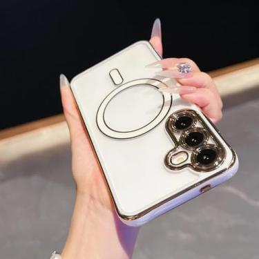 Imagem de Capa de luxo transparente com carregamento magnético sem fio para Samsung Galaxy S25 S24 Ultra Plus S24fe A56 A36 A26 A16 A55 A35 A15 (para Galaxy A35 5G/BRANCA)