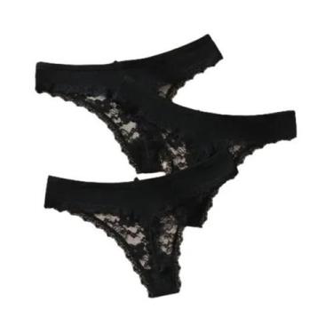 Imagem de Calcinhas Femininas De Renda Macia Com Laço, Cintura Baixa, 3 Peças, R