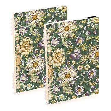 Imagem de Burbuja Cadernos florais vintage, papel pautado universitário A5 com 60 folhas, fichário para diário, escritório, 2 unidades