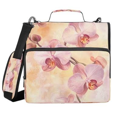 Imagem de Burbuja Pasta de fichário floral com zíper com 3 anéis com lixa expansível e alça de ombro para laptop de 13 polegadas, vários bolsos para trabalho de escritório