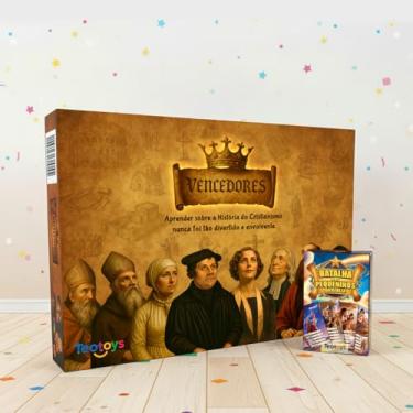 Imagem de Kit Jogos Bíblicos Educativos | Tabuleiro Vencedores História da Igreja + Trunfo Batalha dos Pequeninos da Bíblia