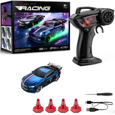 Imagem de KAIMIO 1:64 Scale Mini RC Drift Car with Gyro Full Proportional RTR 2.4Ghz Remote Control with RGB Lights (04-Blue)