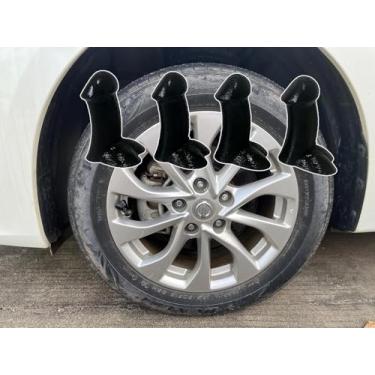 Imagem de 4 peças de tampas de haste de válvula de pneu de brincadeira capas herméticas engraçadas à prova de poeira capa de haste de válvula antiferrugem, acessórios externos de pneu de roda de carro para