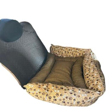 Imagem de Kit 2 Peças Protetor de Banco e Colchonete Veicular Toddy Grande 75cm x 55cm Estampado (Patinha Marrom)