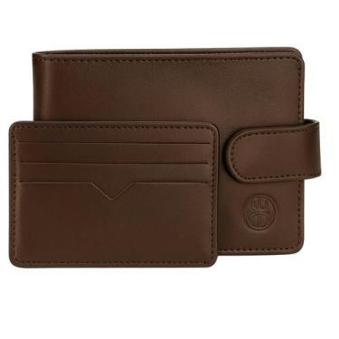Imagem de Carteira Masculina de Couro Legítimo Preto ou Marrom Café - Loja Valên