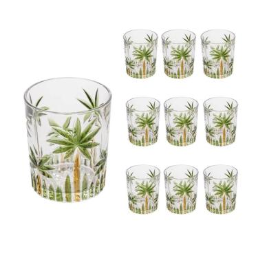 Imagem de Jogo 10 Copos De Whisky água Baixo Cristal Coqueiro Palm Tree Wolff 340ml