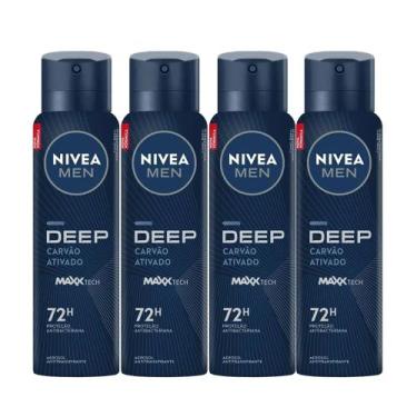 Imagem de Kit Desodorante Aerosol Nivea Men Deep Original 150ml - 4 Unidades
