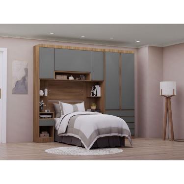 Imagem de Quarto de Solteiro Com Guarda Roupa e Mesas de Cabeceira 263cm Veneza Luciane Moveis