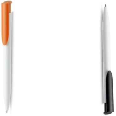 Imagem de Caneta Esferográfica Retrátil, Metal, Escrita Azul, Ponta Média 1.0mm, Corpo Emborrachado com Ponta Touch, Cilíndrica, Ambidestra (Laranja e Preto)