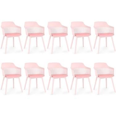 Imagem de Kit 10 Cadeiras De Jantar Estofada Marcela - Rosa