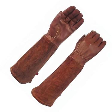 Imagem de Zhjvihx Luvas de Jardinagem Longas, Luvas de Poda de Rosas à Prova de Espinhos de Couro de Pele de Carneiro, Flexíveis Respiráveis ​​com Punho Longo para Homens e Mulheres Escavando (S)