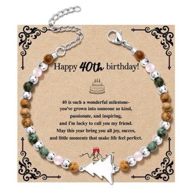 Imagem de QILMILY Pulseiras de onda para mulheres – Pulseiras banhadas a ouro 14 quilates/contas de prata para mulheres, presentes de aniversário de Natal, joias modernas, presentes personalizados para amigos