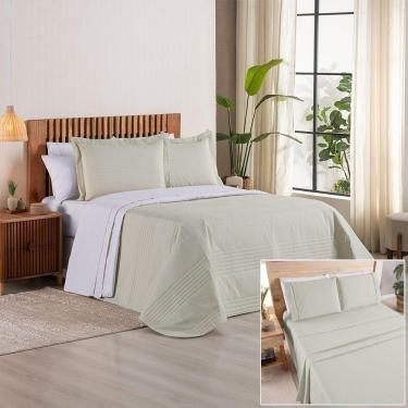 Imagem de Kit Cobre Leito + Jogo De Cama Premier Queen 7 Peças Hipercal 200 Fios 80% Algodão, 20% Poliéster - Caqui
