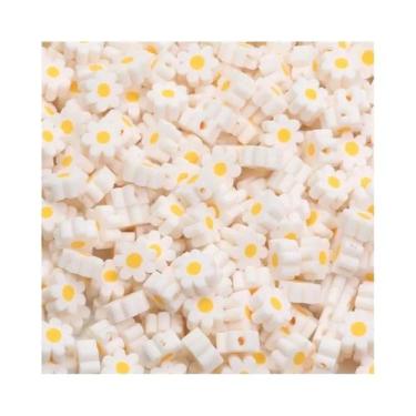 Imagem de Contas De Margarida Branca 9mm Em Argila Polimérica 20 50 100pcs Para 