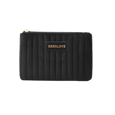 Imagem de Mini bolsa de veludo cotelê para cosméticos/higiene pessoal/maquiagem com zíper/batom de armazenamento/porta-moedas/bala/portátil, Preto, 6.3in