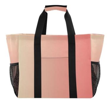 Imagem de ODAWA Sacolas de compras de natação abertas gradiente rosa, bolsa de mão estética diária para mulheres