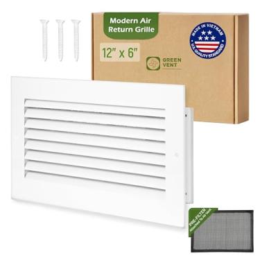 Imagem de GREEN VENT - Grelha de retorno de ar moderna 10 x 10 - Tampa decorativa de ventilação de alumínio branco com pré-filtro de malha lavável para teto, parede - Grade HVAC silenciosa para casa