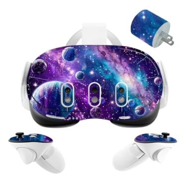 Imagem de Kit de adesivos VR para capacete Galaxy e acessórios compatível com Quest 3 Skin Vinil Capa Protetora Decalque Compatível com Oculus Quest 3 (Rio Estrelado)