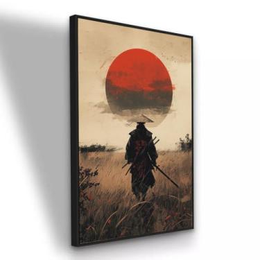 Imagem de Quadro Canvas Samurai no Campo 90x60 cm com Moldura Preta