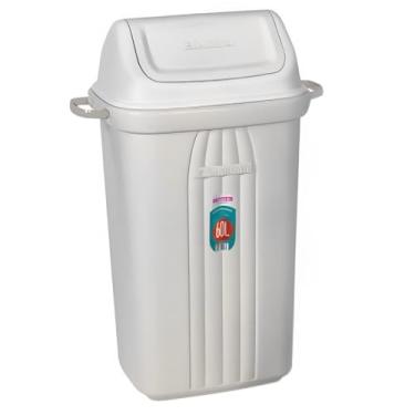 Imagem de Lixeira Plástica Com Tampa Basculante 60 litros Alça Cinza - Sanremo