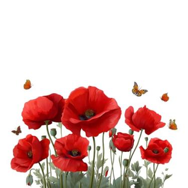 Imagem de Adesivos de parede de flores, adesivos de vinil removíveis, adesivos de parede florais de libélulas coloridas para quarto, sala de estar, decoração de berçário