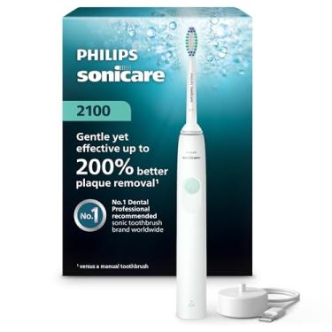 Imagem de PHILIPS Sonicare Escova de dentes elétrica 2100, escova de dentes elétrica recarregável, menta branca, HX3661/04