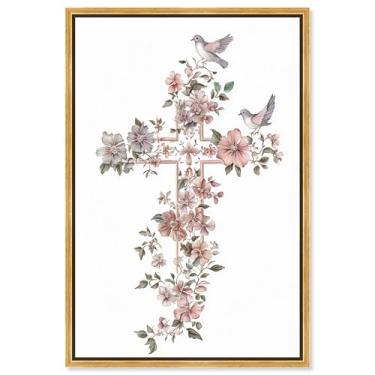 Imagem de Living Cross II Impressão em tela Jesus Wall Art por Art Remedy, moldura dourada, 25 x 38 cm