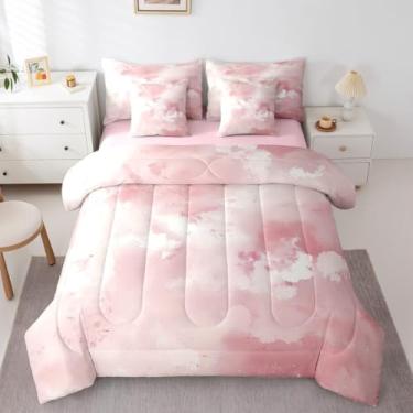 Imagem de jejeloiu Conjunto de edredom abstrato com 7 peças, solteiro, tie dye, para crianças, meninos, meninas, psicodélico, boêmio, cigano, fofo, respirável, macio e leve