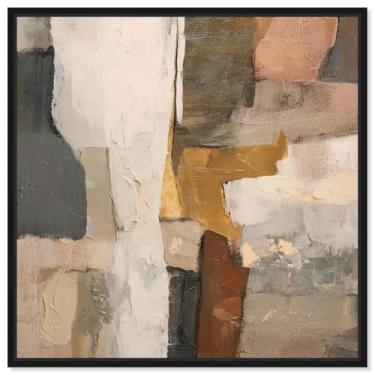 Imagem de Patchwork Plains I Canvas Print Boho Brown Wall Art por Art Remedy, moldura preta, 40,6 x 40,6 cm