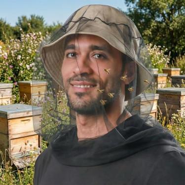 Imagem de Nsect Rede de cabeça para adultos, véu de abelha de malha extrafina com cordão para caminhadas ao ar livre, acampamento, apicultura, proteção grande à prova de insetos